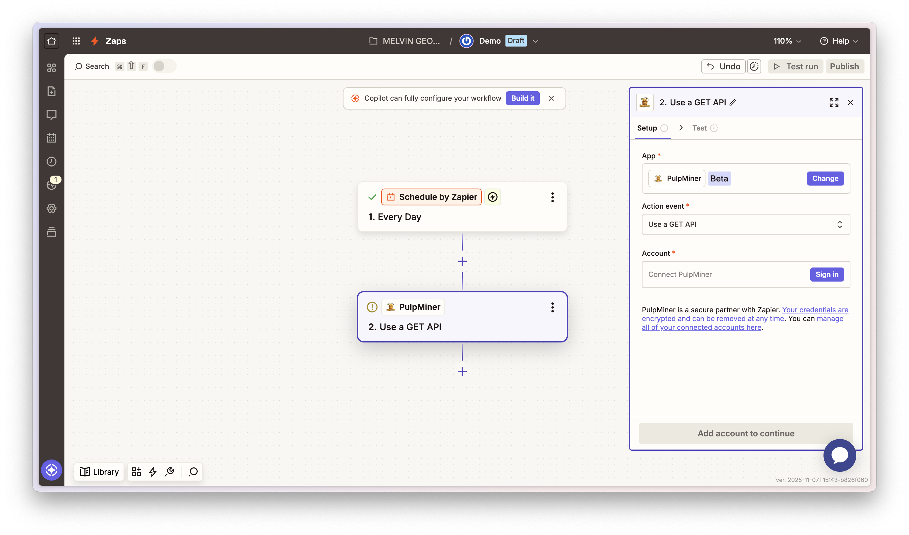Select action event - Use a GET API